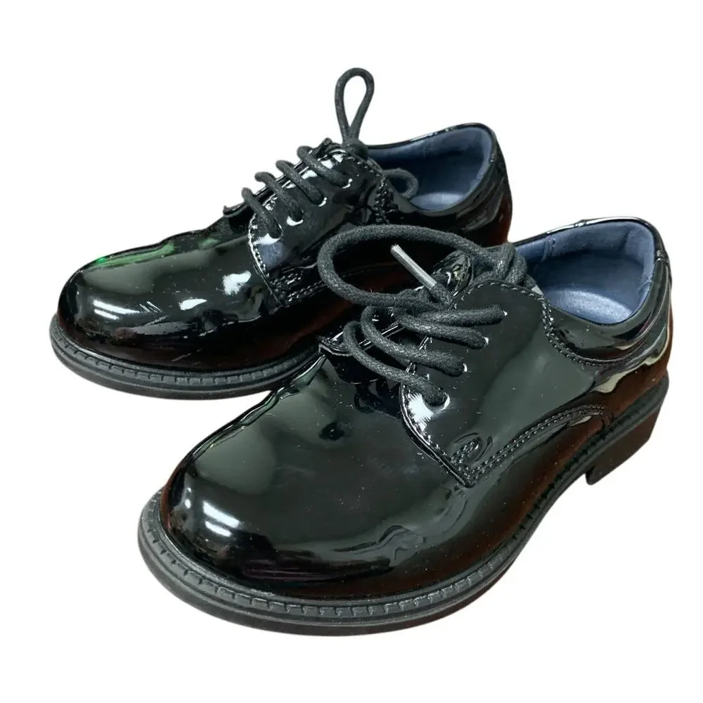 Bruno Marc Toddler Boys Size 10 Black Faux Leather Classic Oxfords Dress Shoes